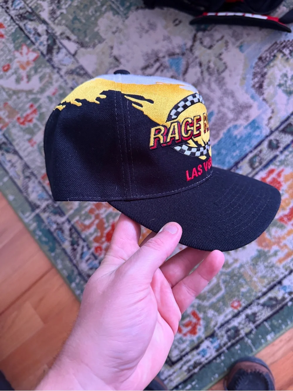 Logo Athletic Black and Yellow Race Rock Las Vegas Cap